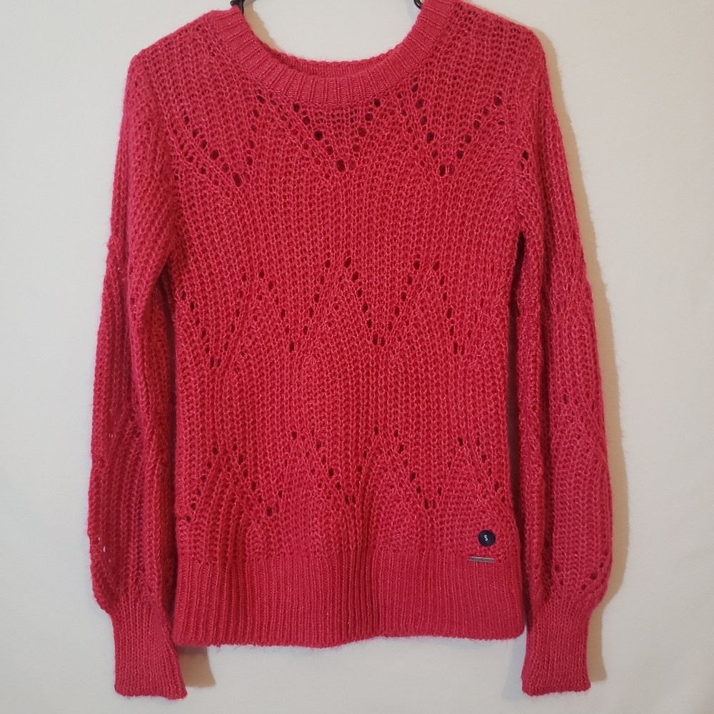Abercrombie & Fitch Bright Pink Open knit Sweater